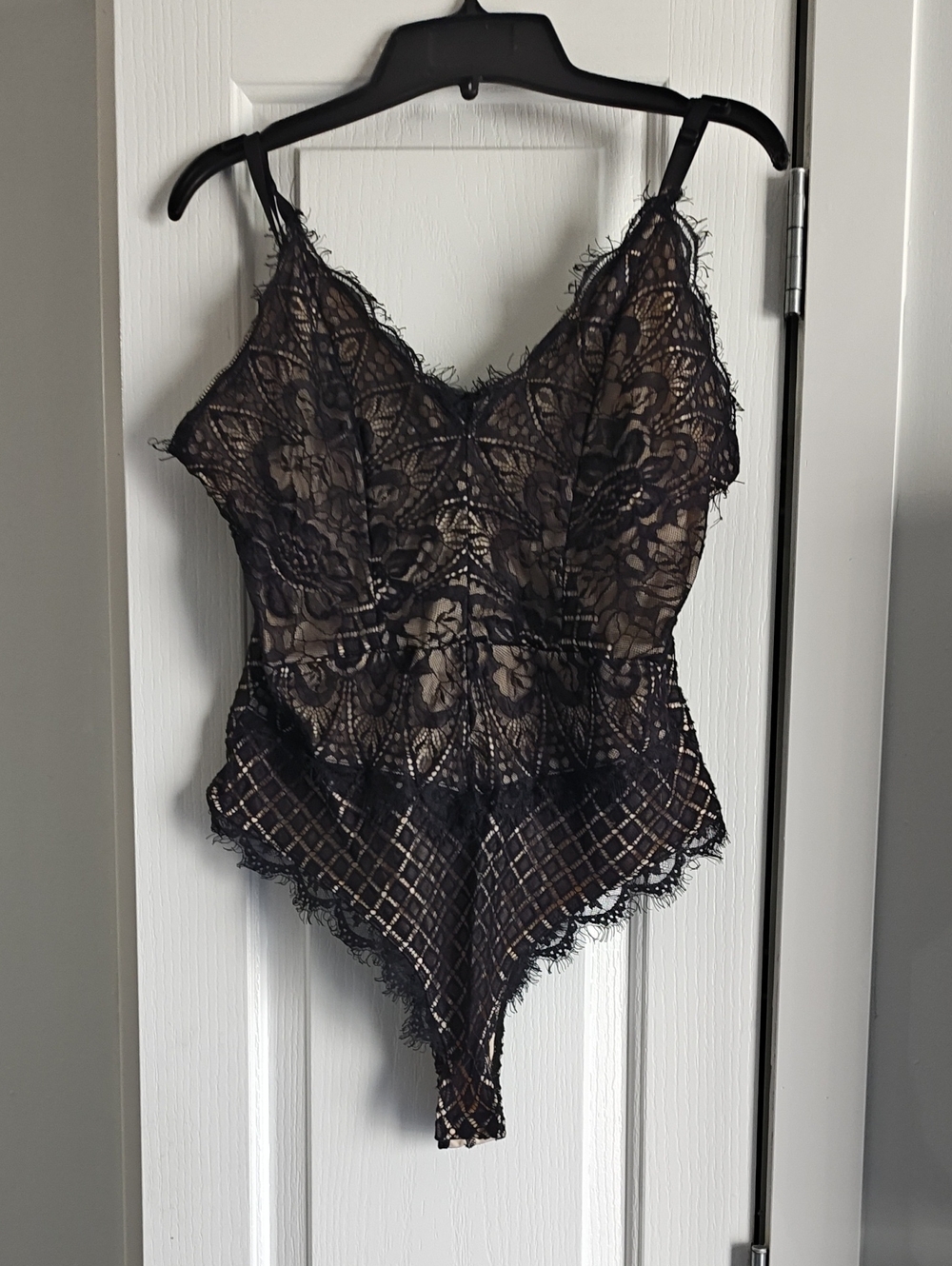 SHEIN Black Lace V-Neck Bodysuit